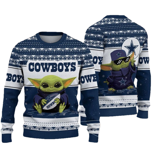 Dallas Cowboys Baby Yoda Merry Christmas Knitted Ugly Sweater ? Usalast