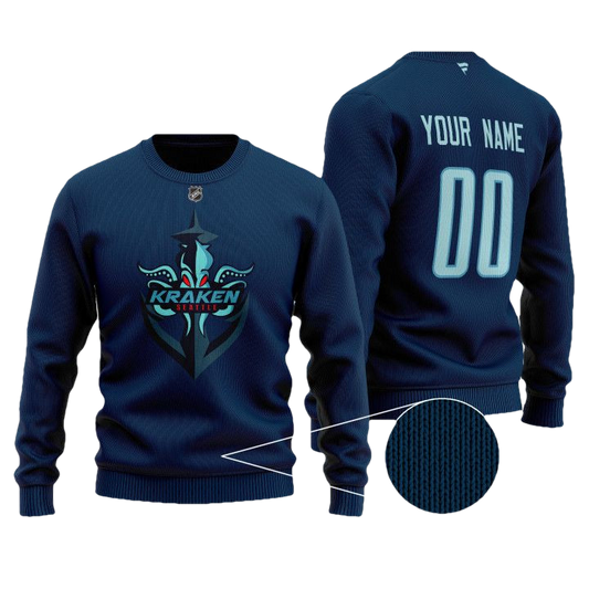 Custom Name Number Nhl Seattle Kraken Premium Sweater ? Usalast