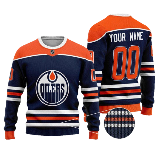 Custom Name Number Nhl Edmonton Oilers Navy Sweater ? Usalast