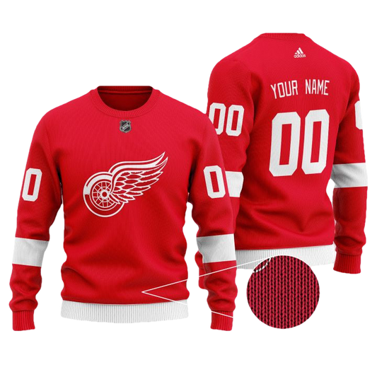 Custom Name Number Nhl Detroit Red Wings Red Sweater ? Usalast