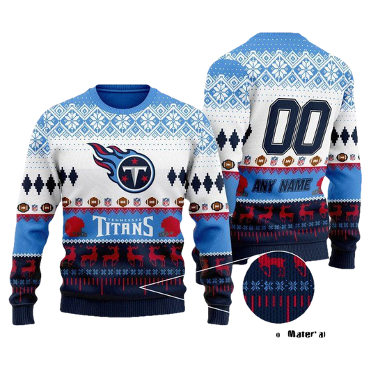 Custom Name Number Nfl Tennessee Titans Playing Field Ugly Christmas Sweater ? Usalast