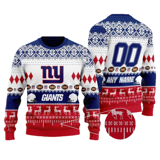 Custom Name Number Nfl New York Jets Playing Field Ugly Christmas Sweater ? Usalast