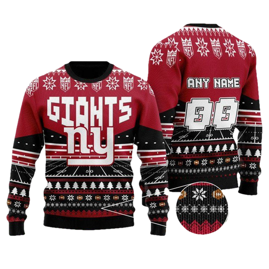 Custom Name Number Nfl New York Giants Rugby Stadium Ugly Christmas Sweater ? Usalast