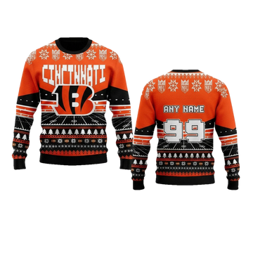 Custom Name Number Nfl Cincinnati Bengals Rugby Stadium Ugly Christmas Sweater ? Usalast