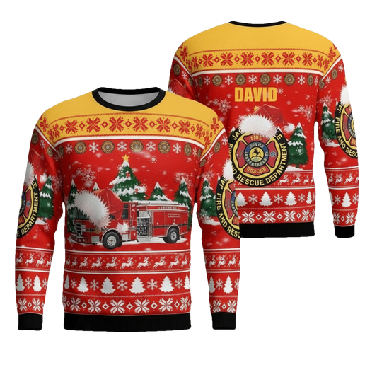 Custom Name Florida Jacksonville Fire and Rescue Department Christmas Sweater 3D ? Usalast