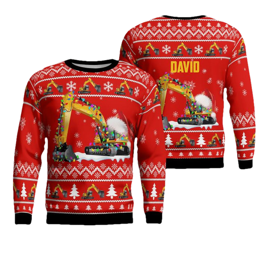 Custom Name Excavator Christmas Sweater 3D ? Usalast