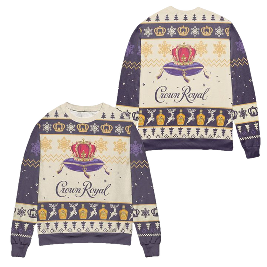 Crown Royal Reindeer Snowflake Pattern Ugly Christmas Sweater ? Usalast