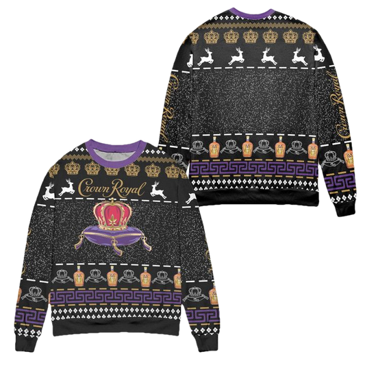 Crown Royal Reindeer Galaxy Ugly Christmas Sweater ? Black ? Usalast