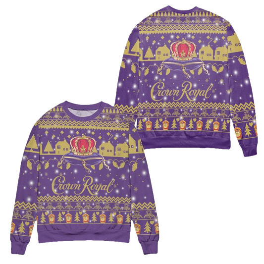 Crown Royal Canadian Whisky Snowflake Ugly Christmas Sweater ? Purple ? Usalast
