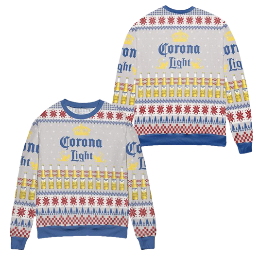 Corona Light Beer Snowflake Pattern Ugly Christmas Sweater ? Usalast