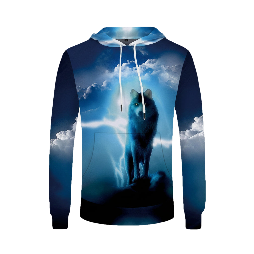 Cool Custom Hoodie Kyku Wolf Hoodie Men Lightning Mens Clothing Cloud Pocket Animal Hoddie Sweater Big Size 3D Hoodie Hooded Hip Hop Casual Art242 Hoodies For Men And Women ? Usalast