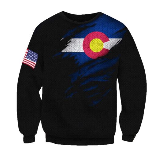 Colorado Flag And Us Flag Logo Sweater Pride Colorado State Flag Sweater Xmas Gift For Bro ? Usalast