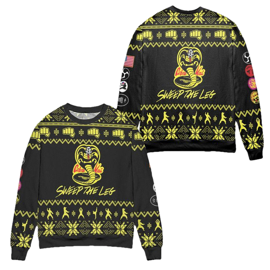 Cobra Kai Sweep The Leg Christmas Pattern Ugly Christmas Sweater ? Usalast