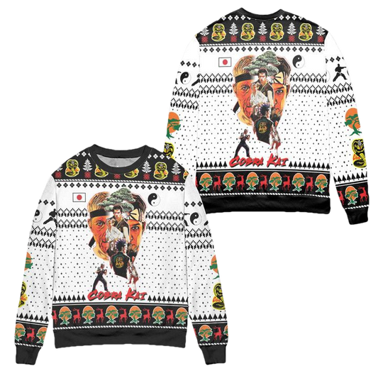 Cobra Kai Christmas Snowflake Pattern Ugly Christmas Sweater ? White ? Usalast