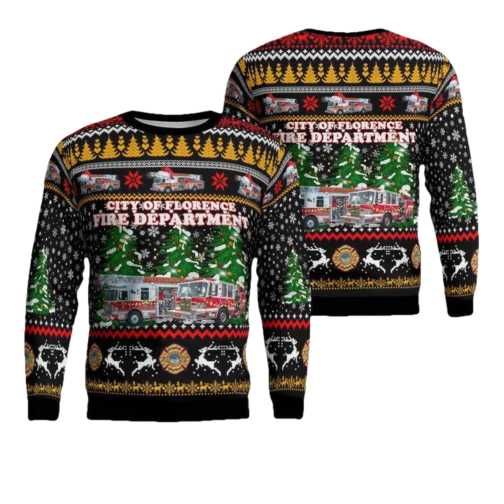 City of Florence Fire Department Florence South Carolina Christmas AOP Sweater ? B571 ? Usalast