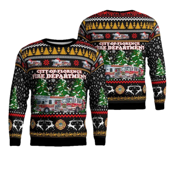City of Florence Fire Department Florence South Carolina Christmas AOP Sweater ? B571 ? Usalast