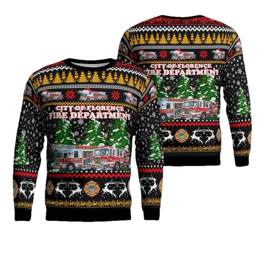 City of Florence Fire Department Florence South Carolina Christmas AOP Sweater ? B571 ? Usalast