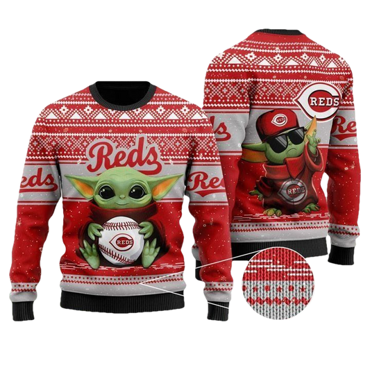 Cincinnati Reds Baby Yoda Ugly Christmas Sweater ? Usalast
