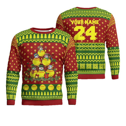 Christmas Tree With Softball Snowman 3D Ugly Sweater ? Usalast