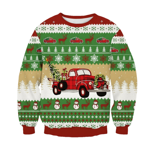 Christmas Red Truck Print Ugly Unisex 3D Sweater ? Usalast