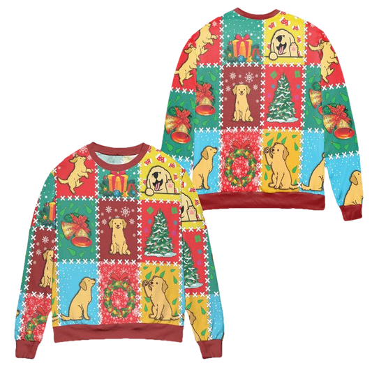 Christmas Holiday With Golden Retriever Ugly Christmas Sweater ? Usalast