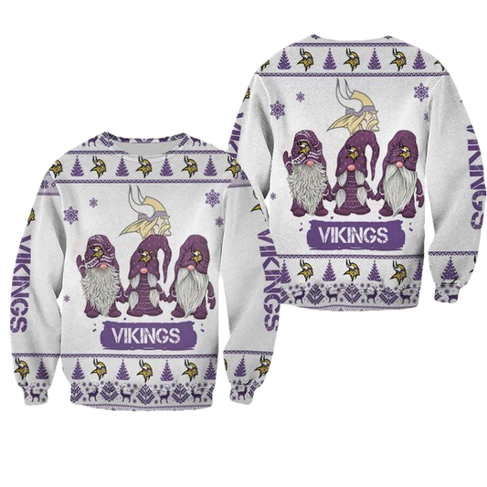 Christmas Gnomes Minnesota Vikings Ugly Sweater Christmas 3D Sweater ? Usalast