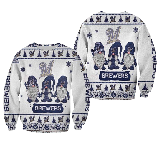 Christmas Gnomes Milwaukee Brewers Ugly Sweater Christmas 3D Sweater ? Usalast