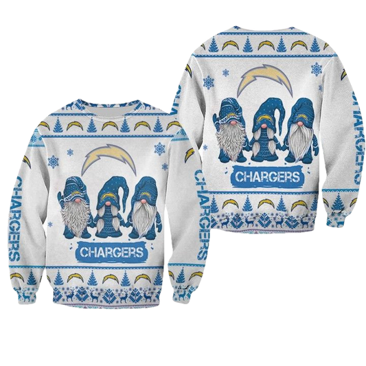 Christmas Gnomes Los Angeles Chargers Ugly Sweater Christmas 3D Sweater ? Usalast