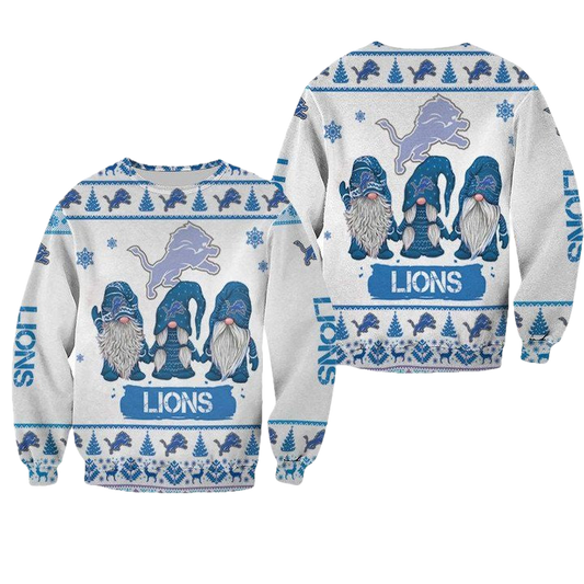 Christmas Gnomes Detroit Lions Ugly Sweater Christmas 3D Sweater ? Usalast