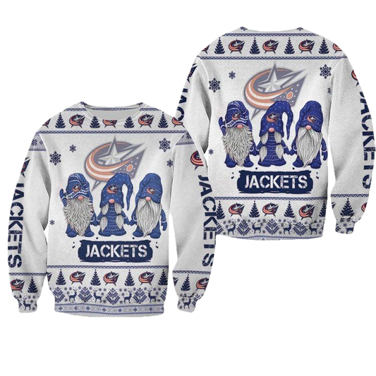 Christmas Gnomes Columbus Blue Jackets Ugly Sweater Christmas 3D Sweater ? Usalast