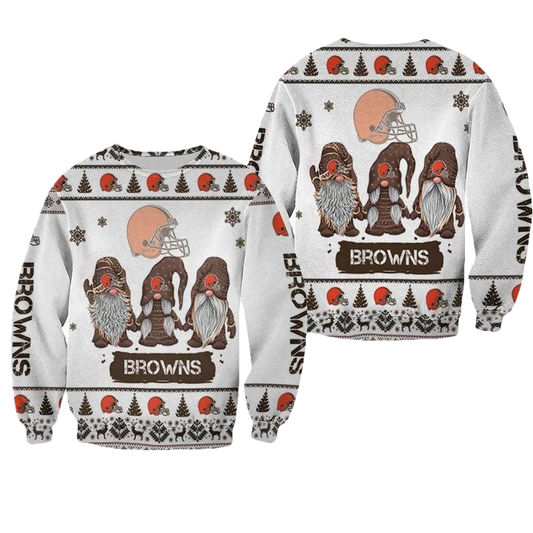 Christmas Gnomes Cleveland Browns Ugly Sweater Christmas 3D Sweater ? Usalast