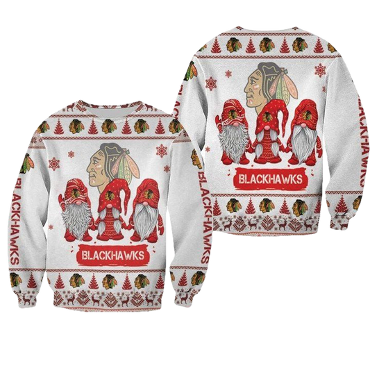 Christmas Gnomes Chicago Blackhawks Ugly Sweater Christmas 3D Sweater ? Usalast