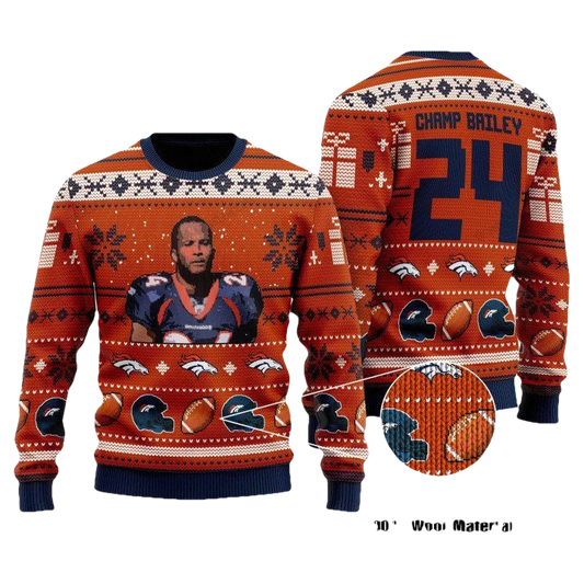 Champ Bailey 24 Denver Broncos Nfl Christmas Sweater ? Usalast