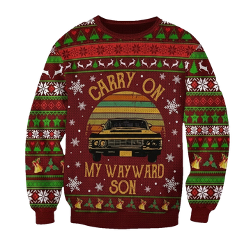Carry On My Wayward Son Supernatural Retro Ugly Christmas 3D Printed Sweater 3D 3D Graphic Printed Tshirt Hoodie Up To 5Xl 3D Hoodie Sweater Tshirt ? Usalast