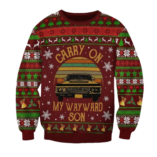 Carry On My Wayward Son Supernatural Retro Ugly Christmas 3D Printed Sweater 3D 3D Graphic Printed Tshirt Hoodie Up To 5Xl 3D Hoodie Sweater Tshirt ? Usalast