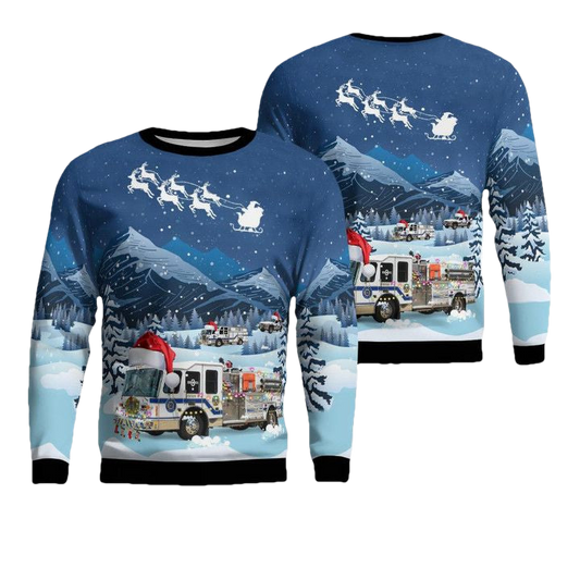 Carneys Point Fire Dept Rescue Squad Inc Carneys Point New Jersey Christmas AOP Sweater ? Usalast