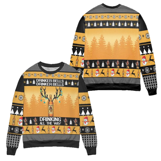 Captain Morgan Drinker Bells Drinking All The Way Ugly Christmas Sweater ? Usalast