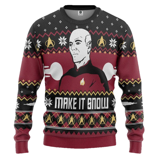 Captain Jean-Luc Picard Make It Snow Christmas Sweater ? Usalast