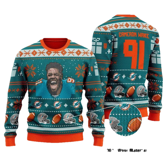 Cameron Wake 91 Miami Dolphins Nfl Christmas Sweater ? Usalast