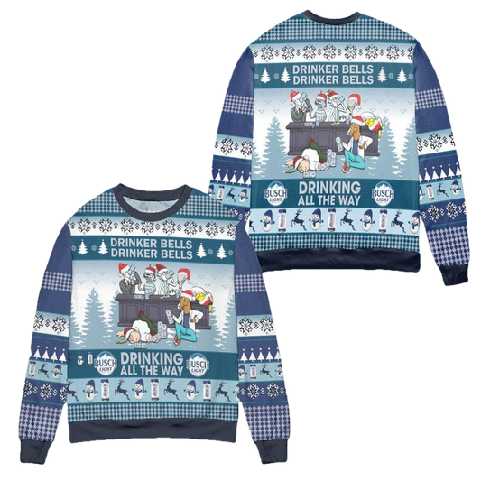 Busch Light Drinker Bell Drinker Bell Ugly Christmas Sweater ? Blue ? Usalast