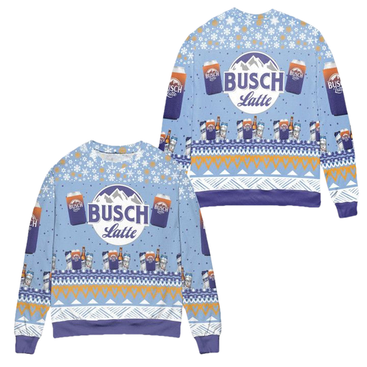 Busch Latte Logo Snowflake Pattern Ugly Christmas Sweater ? Blue ? Usalast
