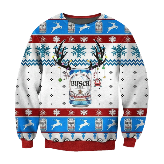 Busch Beer White Ugly Christmas Sweater 2022 ? Usalast