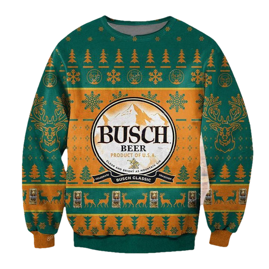 Busch Beer Green Ugly Christmas Sweater 2022 ? Usalast