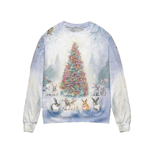 Bunny Winter Heaven Christmas Tree All Over Print Sweater ? Usalast