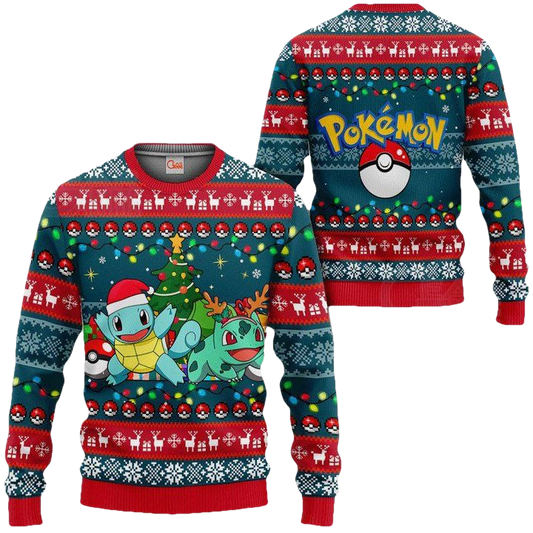 Bulbasaur And Squirtle Ugly Christmas Sweater Pokemon Xmas Gift ? Usalast