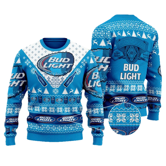 Bud Light Beer Light Blue Christmas Sweater ? Usalast