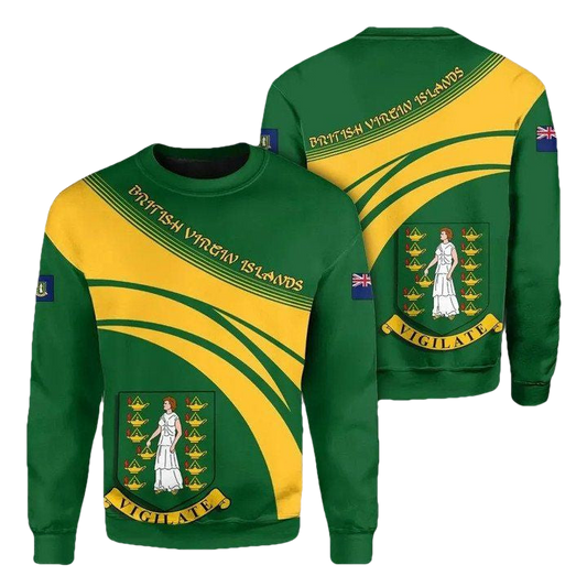 British Virgin Islands Coat Of Arms Sweater Cricket Style J5W ? Usalast
