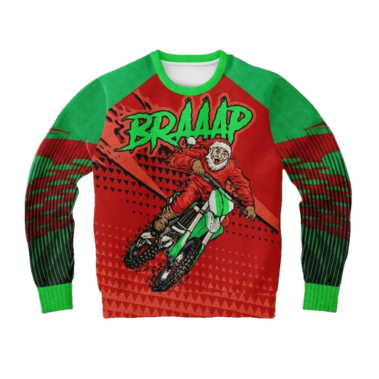 Braaap Biker Santa Biking For Motorcycle Racing 3d Ugly Christmas Sweater ? Usalast
