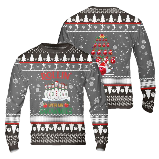 Bowling Rolling With My Snowmies Christmas Sweater 3D ? Usalast