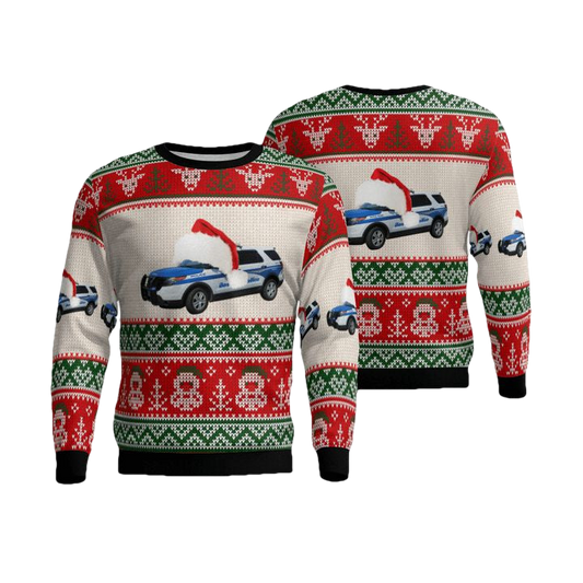 Boston Police Department Christmas AOP Sweater ? Usalast